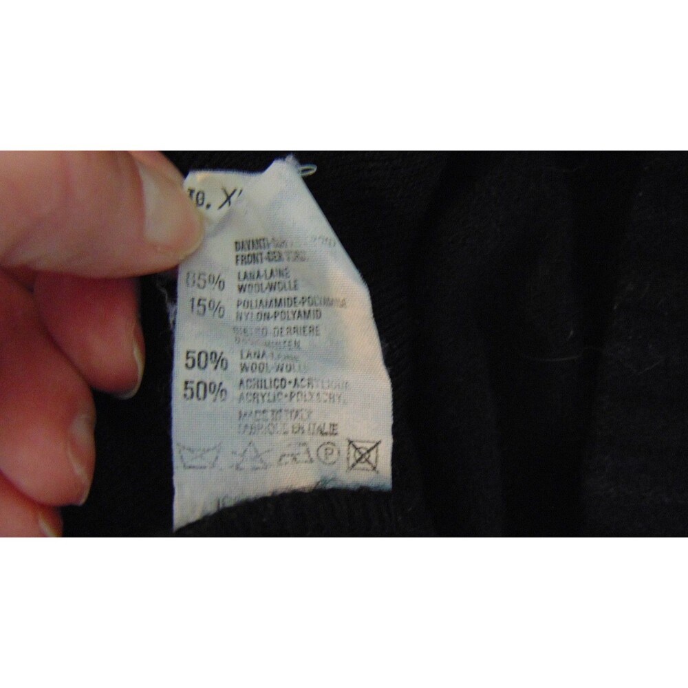 VTG Symposium Sweater Vest Mens XL Wool Blend Cardigan Knit Grandpa Blue Black - Picture 6 of 6